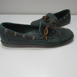 Allen Edmonds Northland Loafer Boat Shoes Leather Slip On Green Men 9.5 D 10037